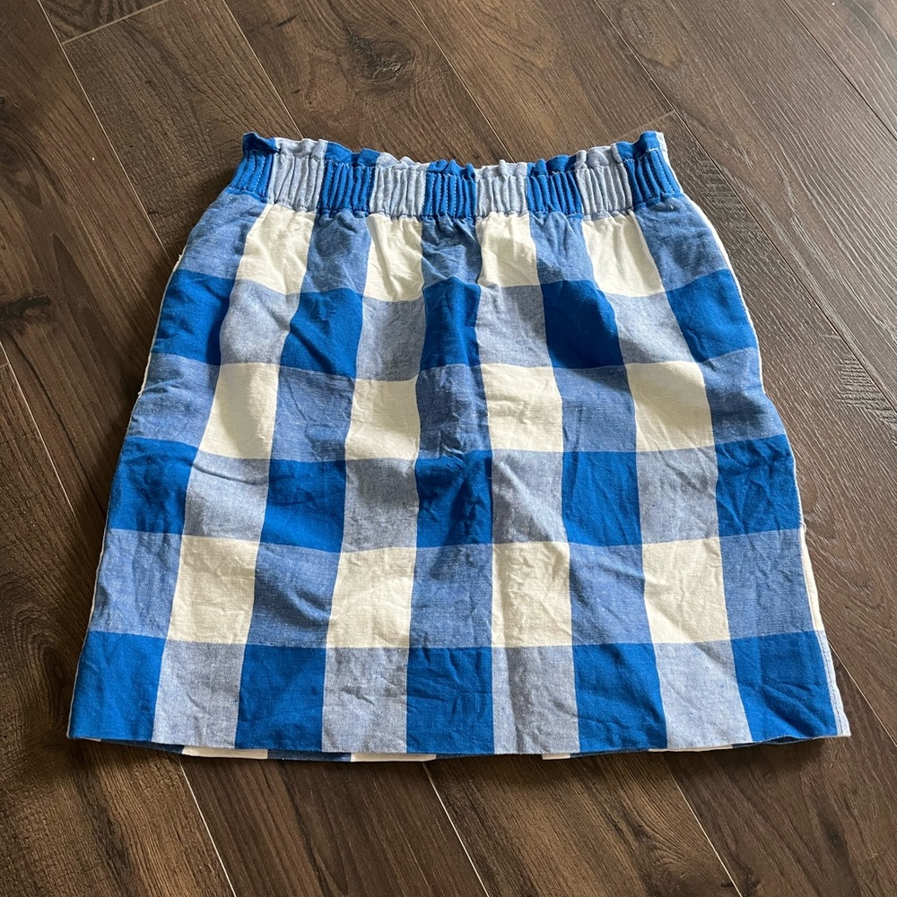 J. Crew blue white plaid skirt